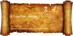 Klopfer Ádám névjegykártya